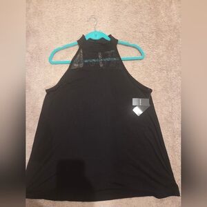 Black Lace Detail Tank Top